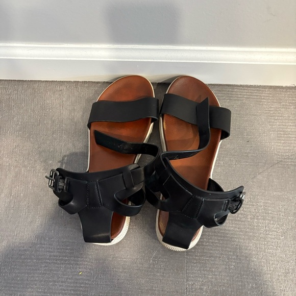 MIA Black Leather Platform Sandals with Adjustable Ankle Fastening Size 6.5 - Picture 3 of 5